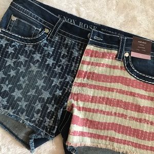 ❌SOLD❌NWT American Flag Shorts with Clear Sequins