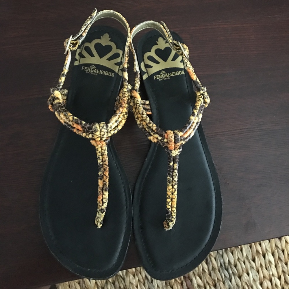 Snake skin look sandals/Fergalicious, size 8.