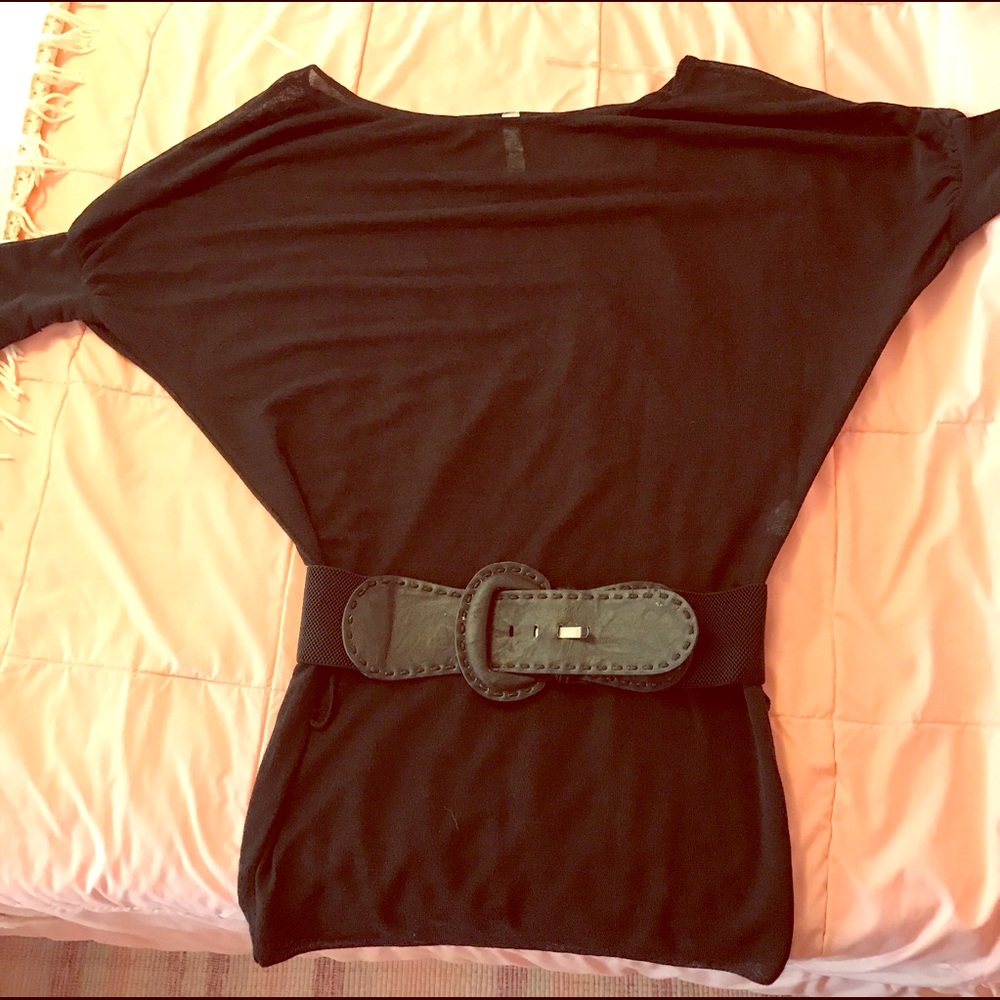 Black Dressy/Night out Belted Lovely Day Top