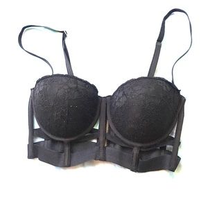 🖤 Black lace bondage bra with  black garters! 🖤