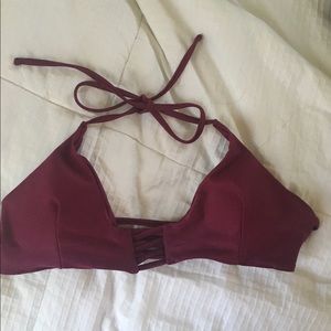 Cute strappy back maroon bikini top