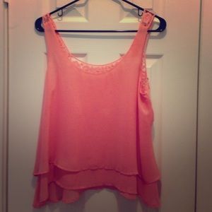 Beautiful Pink Chiffon and Crochet Top