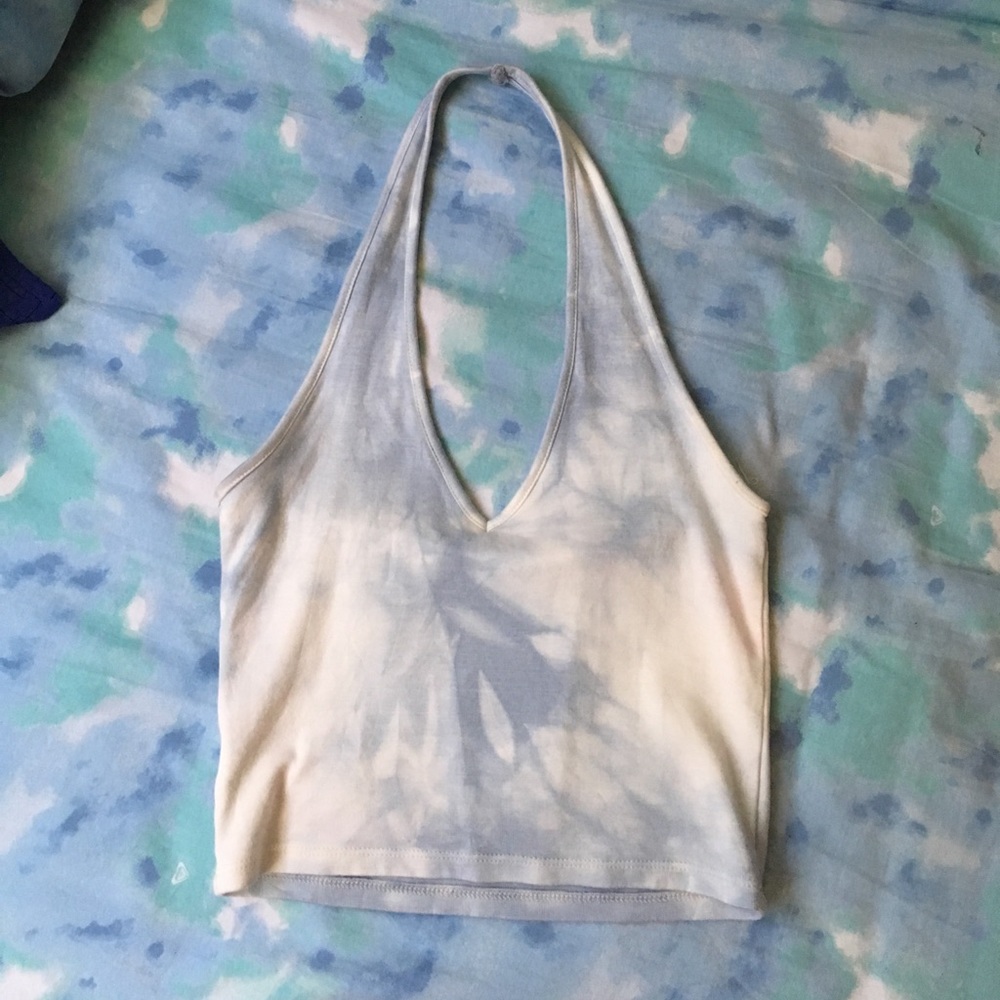 Pale blue tie dye halter