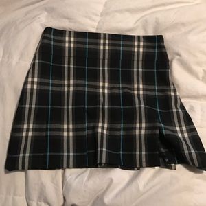 Burberry plaid pleated skirt.