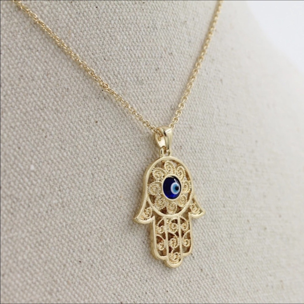 Hamsa Gold Necklace // Evil Eye