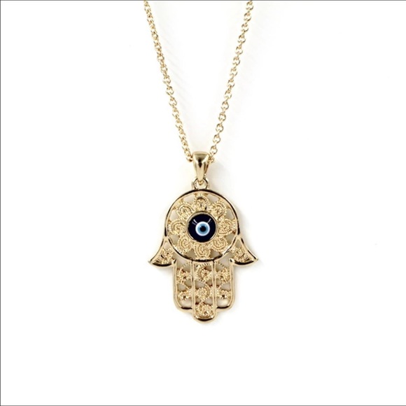 Hamsa Gold Necklace // Evil Eye - Picture 2 of 3