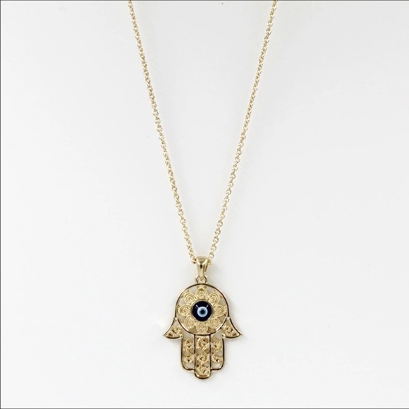 Hamsa Gold Necklace // Evil Eye - Picture 3 of 3
