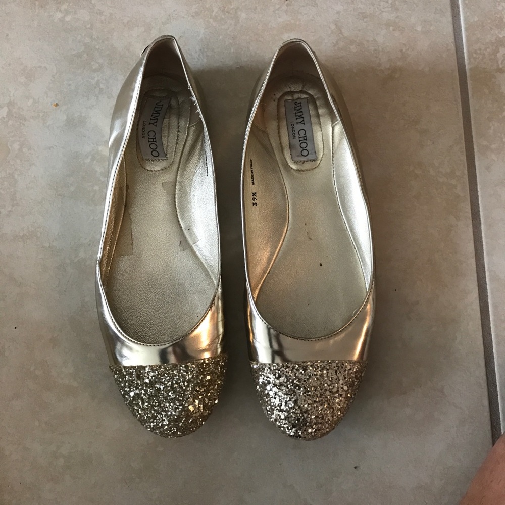 Jimmy Choo gold ballet slipper sz39.5