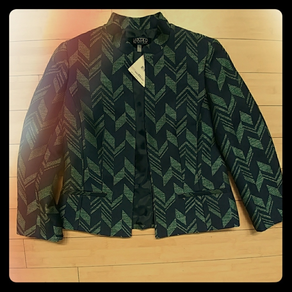 🆕 Kasper navy and green blazer - Picture 2 of 6