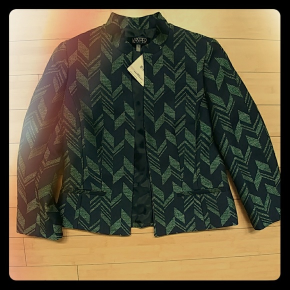 🆕 Kasper navy and green blazer - Picture 2 of 6
