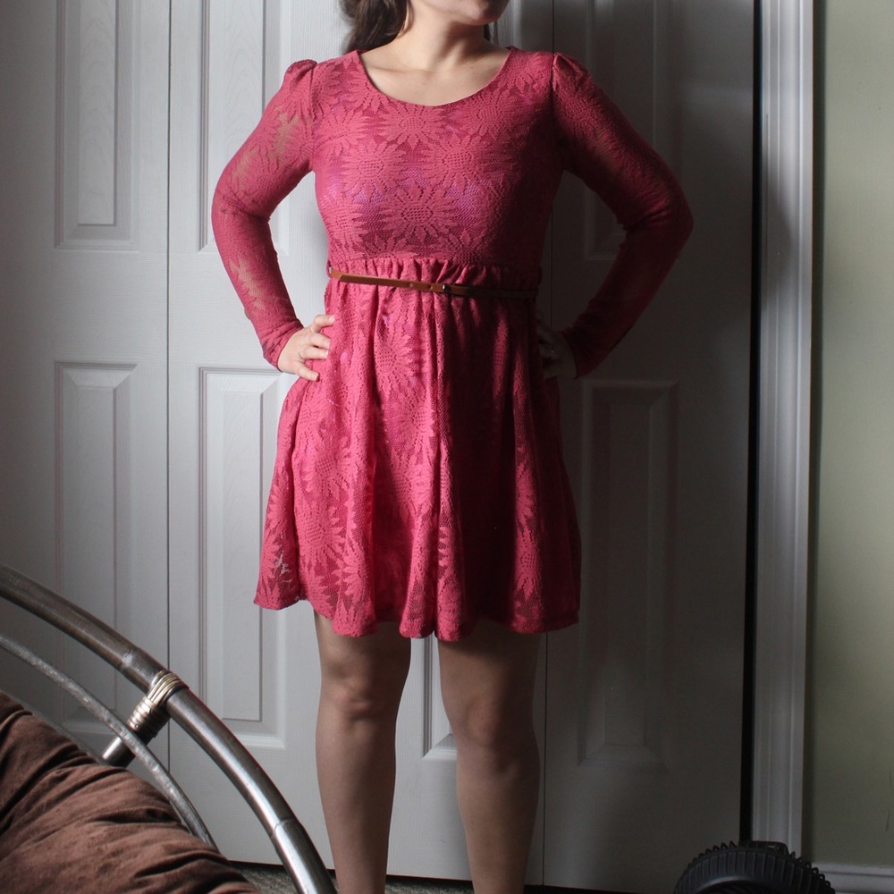 Mela Loves London Belted Floral Lace Dress