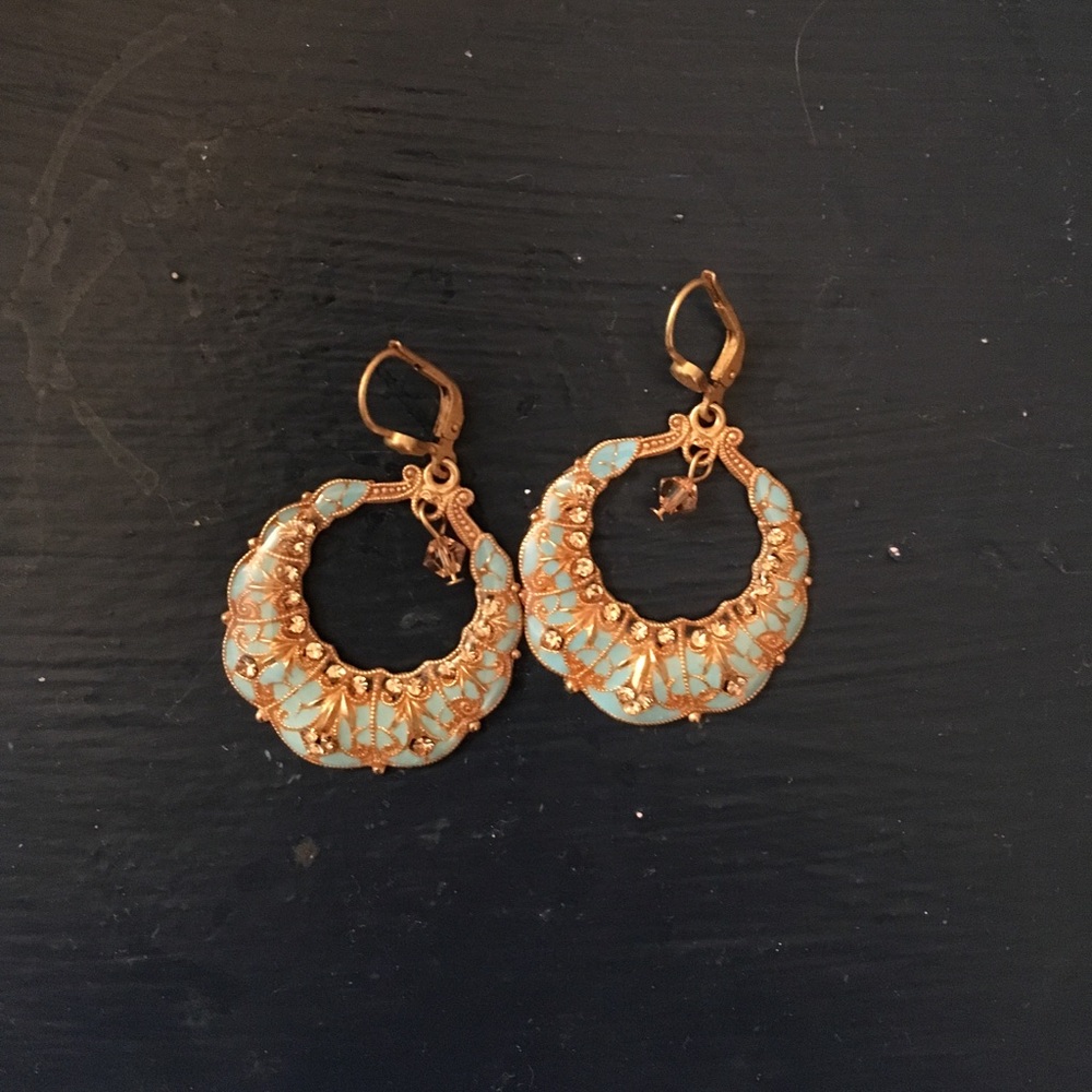 La Vie Parisienne Blue + Gold Earrings