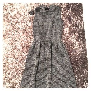 Tweed Mock-Neck Fit & Flare Dress