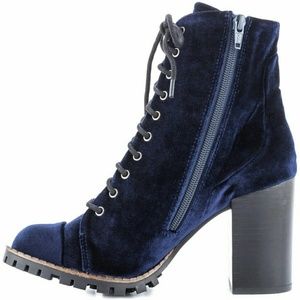 Blue velvet boots