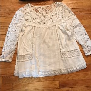 Anthropologie White Lace Top