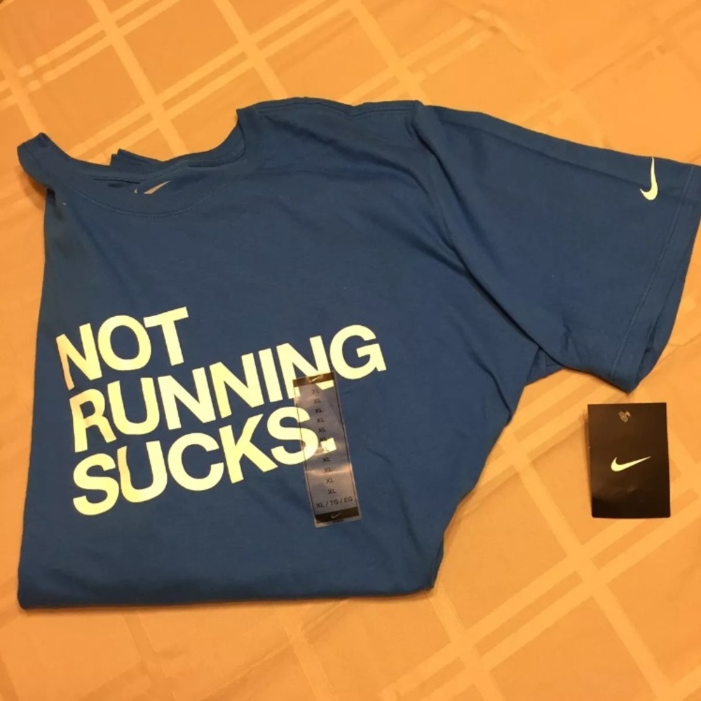 Men's Nike T-Shirt "Not Running Sucks" Blue XL