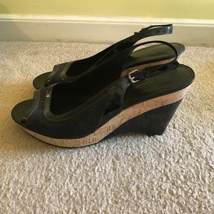 Black wedge sandals