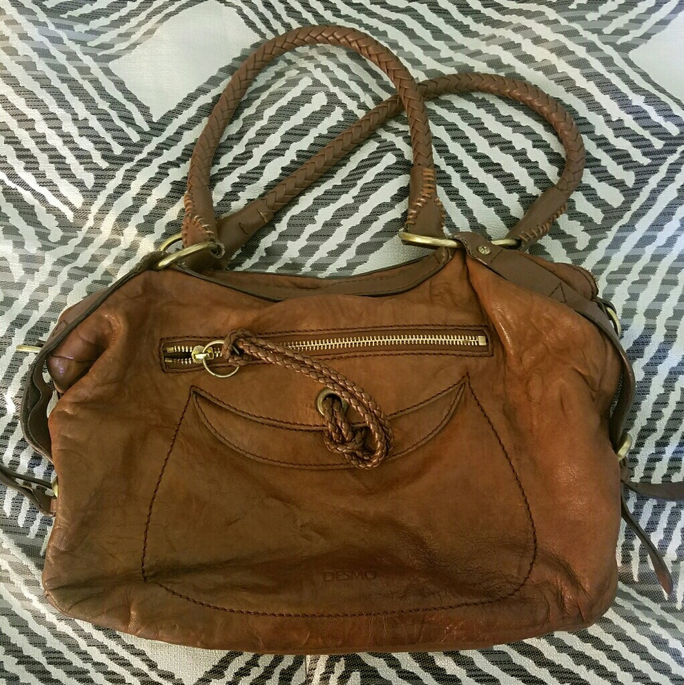 Brown leather shoulder bag