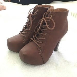 Brown Lace Up Platforms