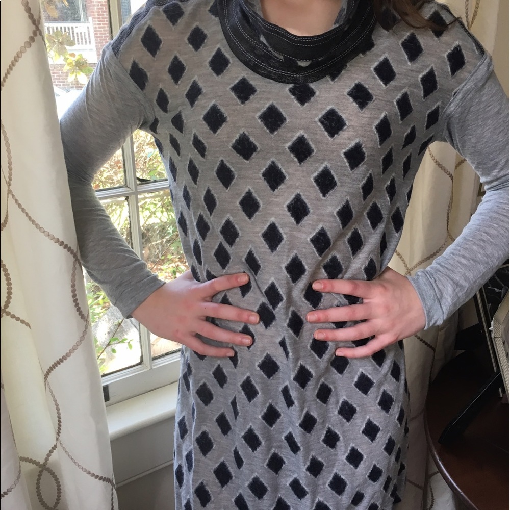 Beate Heymann Gray & Black Cowl Neck Dress