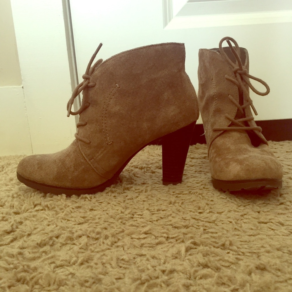 Suede Tan Booties - Never Worn