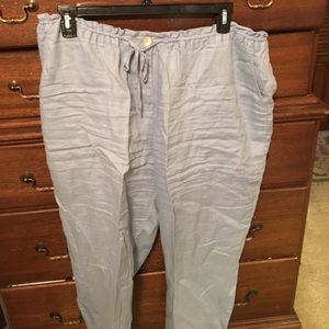 Ruby Red light blue linen capris