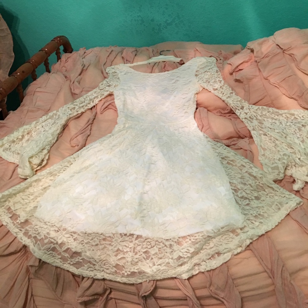 Ivory lace open back alterd state dress