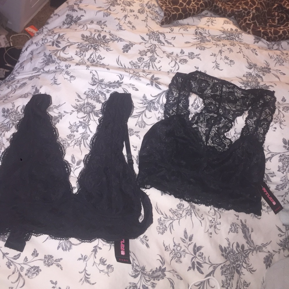Set of two black lacy bralettes