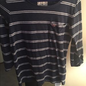 Hollister blue with white stripes shirt