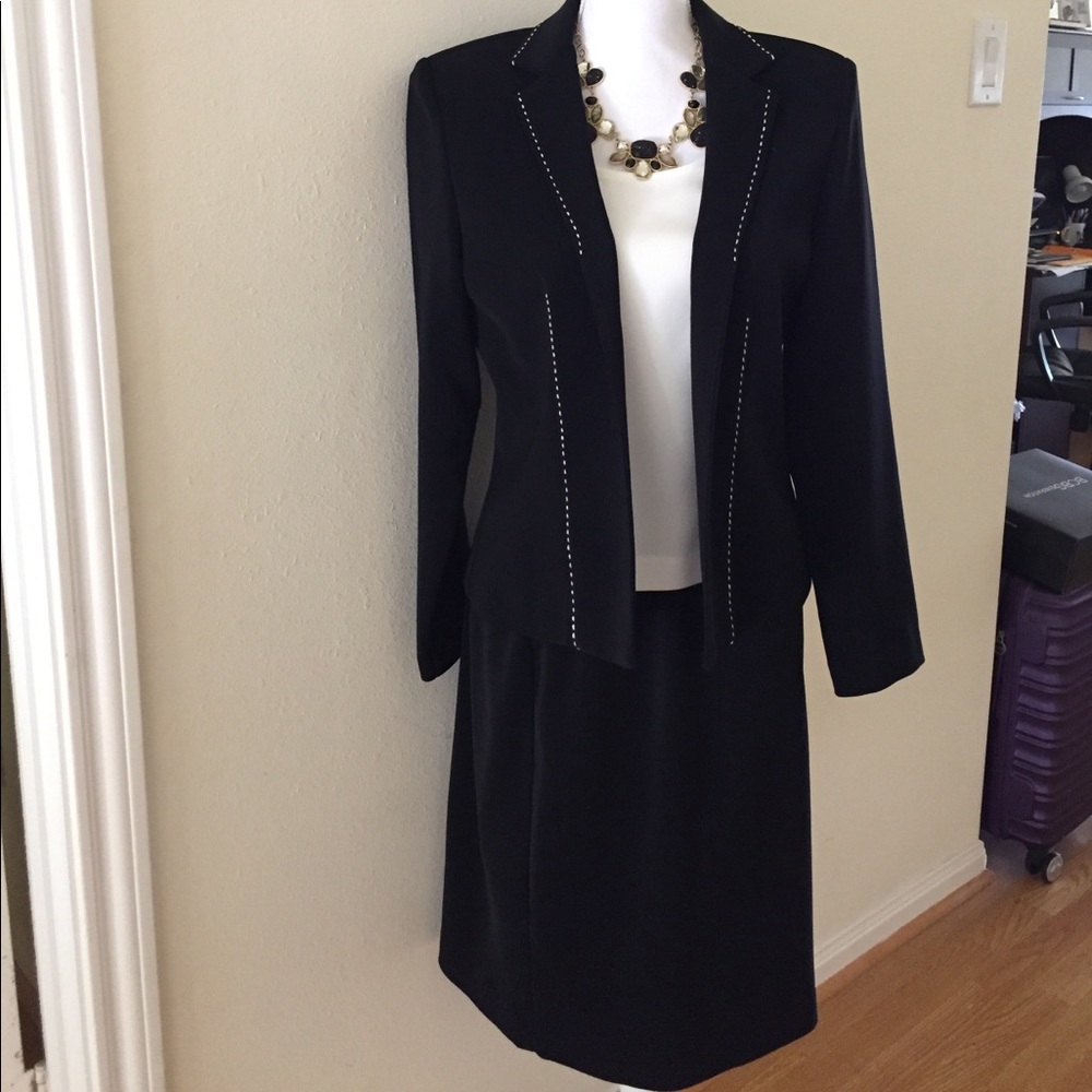 New black suit jacket with skirt and top size 10