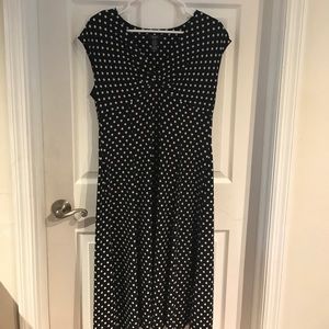 Black and white polka dot sleeveless dress