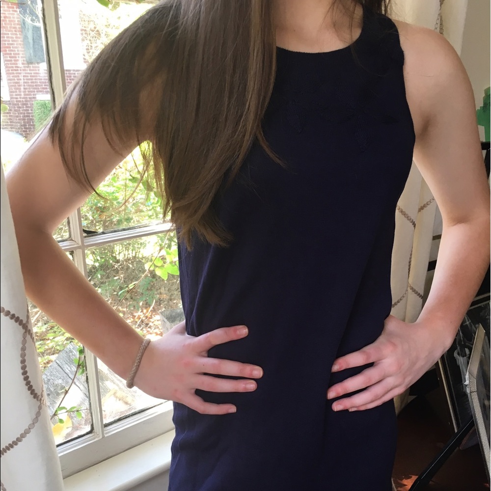 Adrienne Vittadini Navy Cotton Tank Sweater Dress