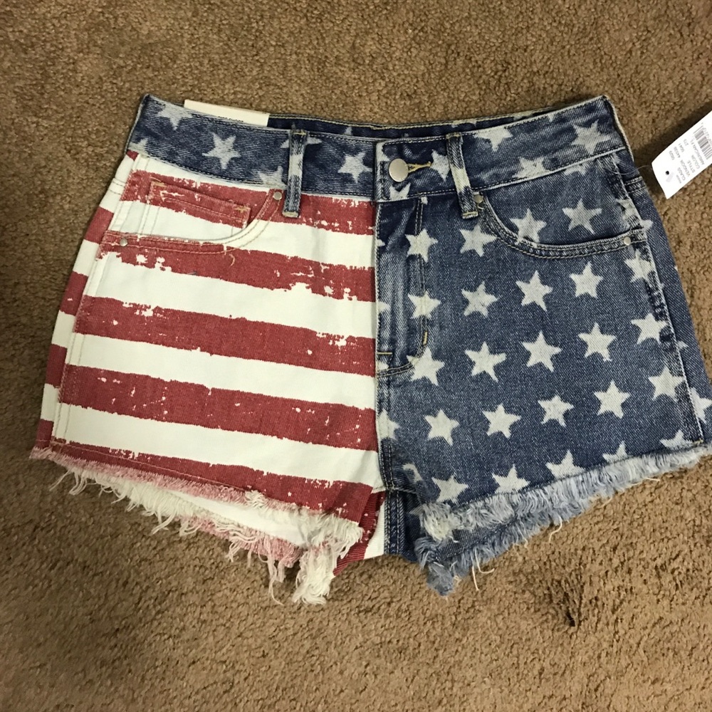 Bullhead denim American flag shorts - high waisted