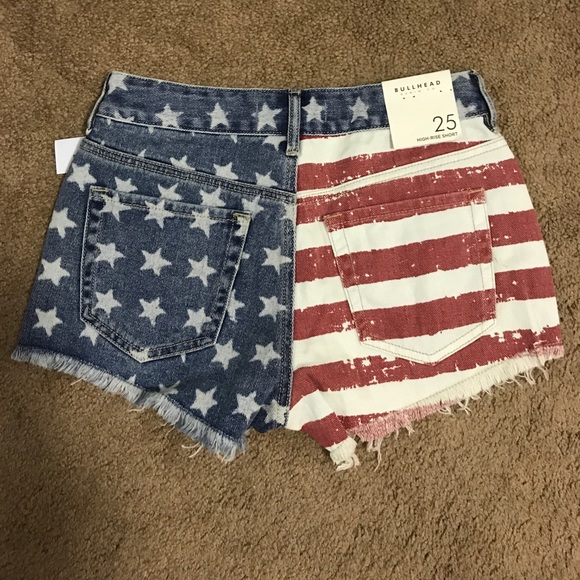Bullhead denim American flag shorts - high waisted - Picture 2 of 3