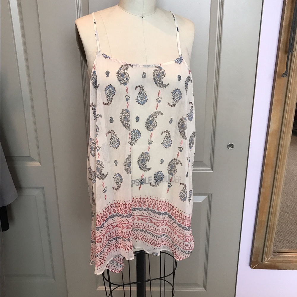 Zara sheer boho print tank