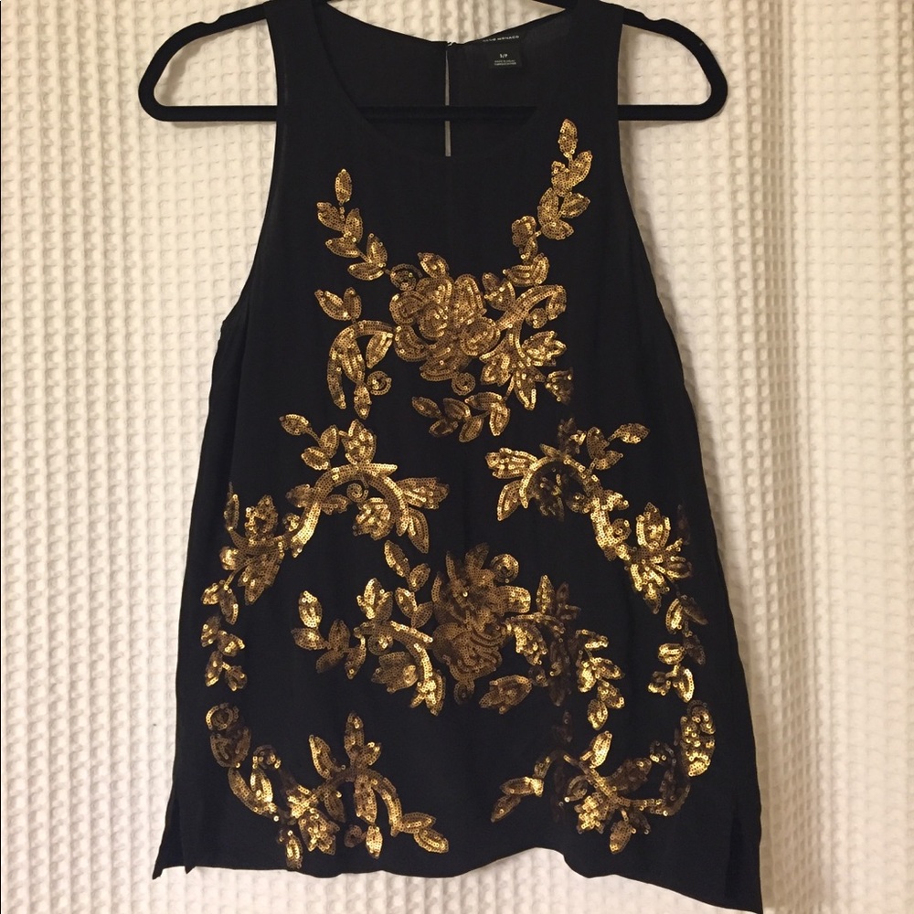 Club Monaco Silk and Sequins Top