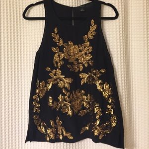 Club Monaco Silk and Sequins Top