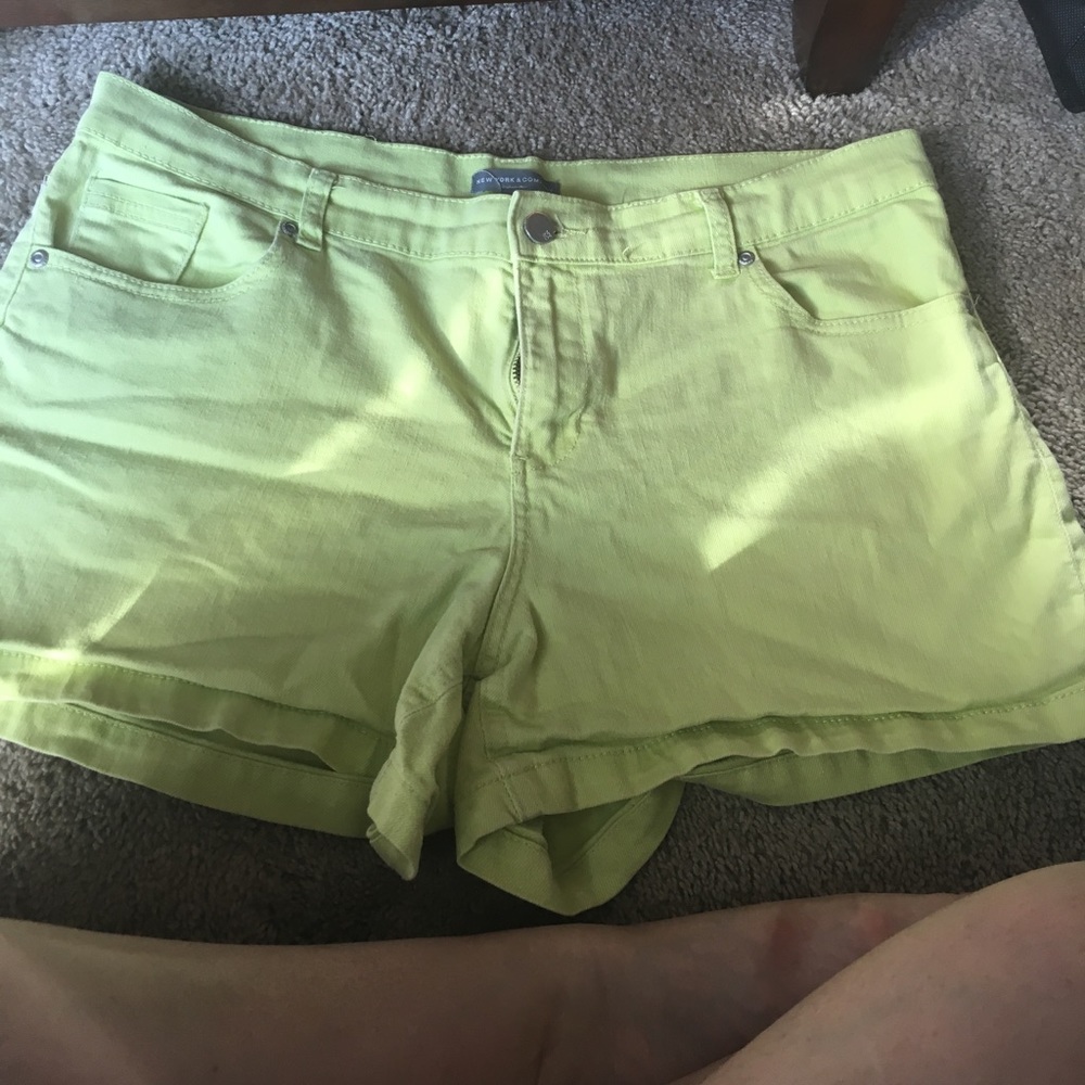 New York & Co lime green jean shorts