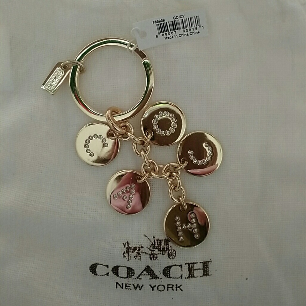 NWT COACH LETTERS w/CLEAR CRYSTALS & GOLD KEY-FOB