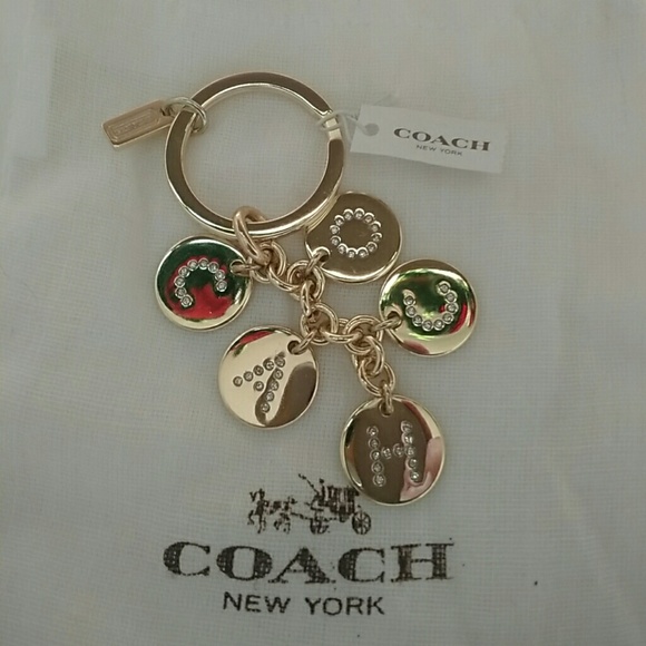 NWT COACH LETTERS w/CLEAR CRYSTALS & GOLD KEY-FOB - Picture 3 of 6