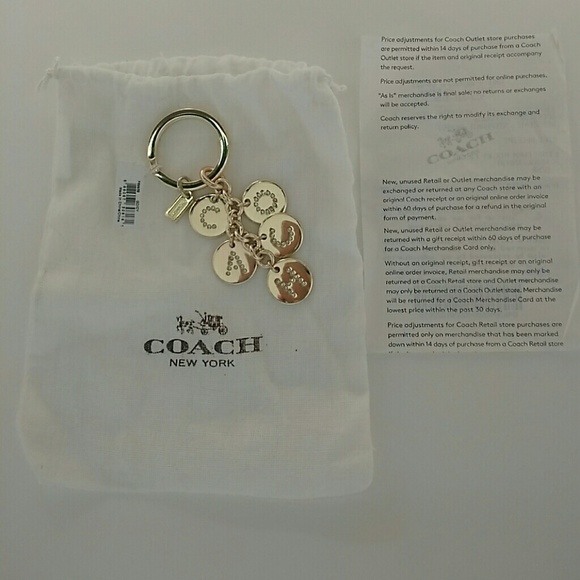 NWT COACH LETTERS w/CLEAR CRYSTALS & GOLD KEY-FOB - Picture 5 of 6