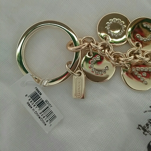 NWT COACH LETTERS w/CLEAR CRYSTALS & GOLD KEY-FOB - Picture 6 of 6