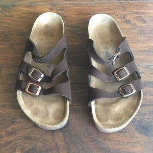 Birkenstock Florida Dk Brown, size 40 soft footbed