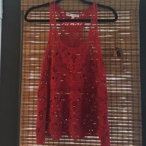 Red crochet tank