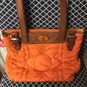 Orange Fossil Key-Per Handbag