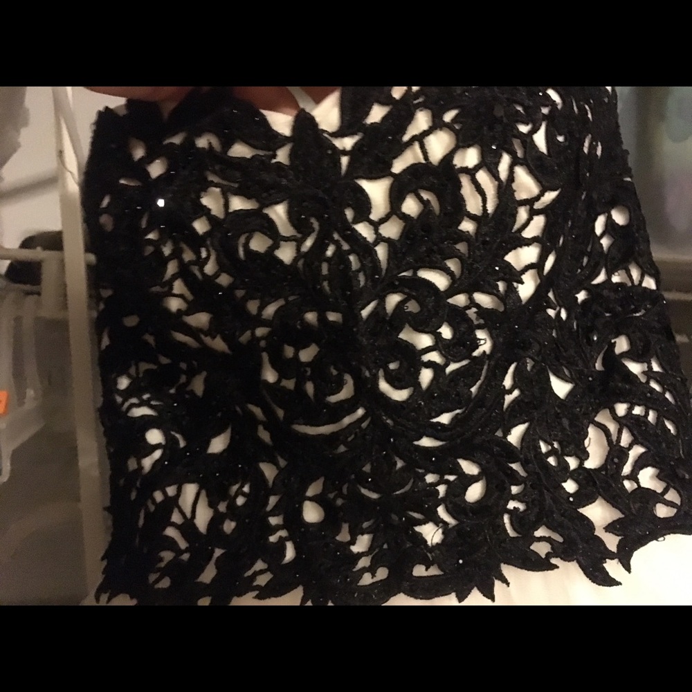 Black & white beaded & embroidered ball gown/prom