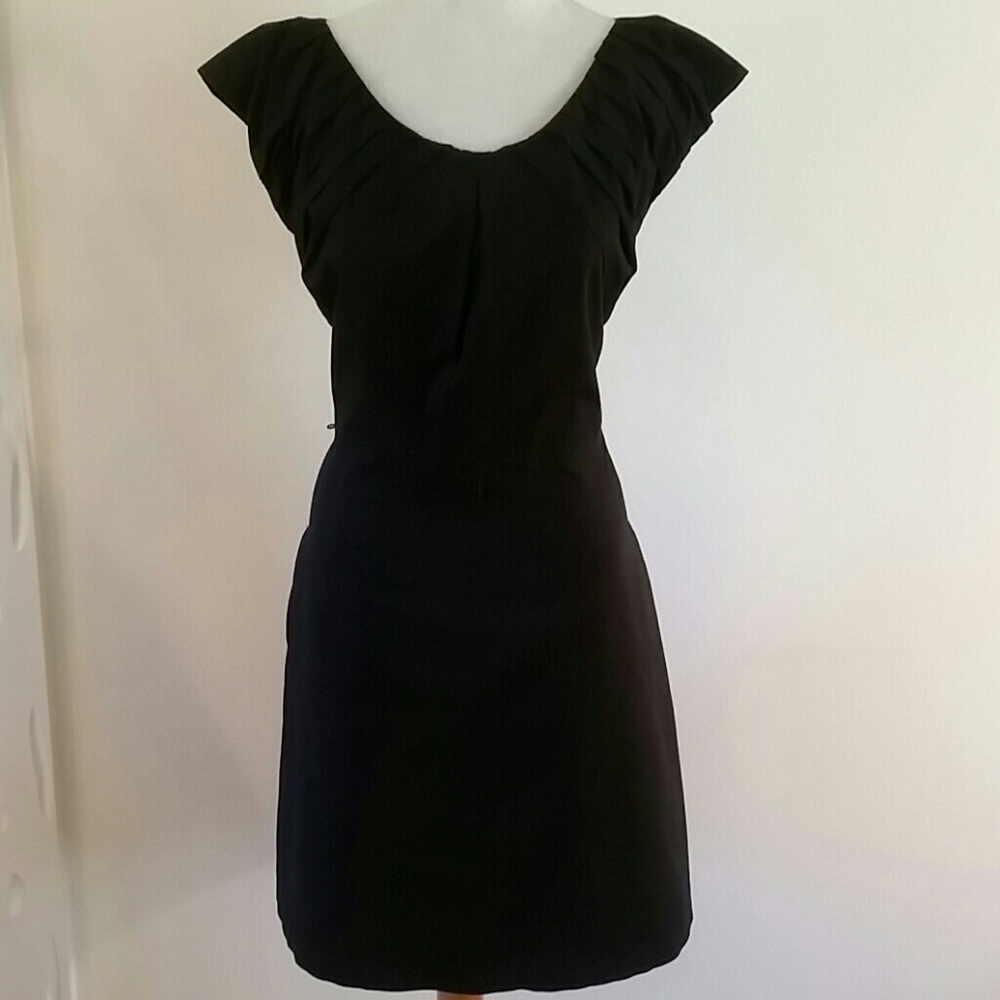 Black Pleated Shoulder Dress