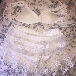 White bikini with bottom as skirt