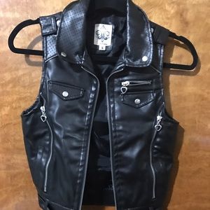 Black faux leather vest