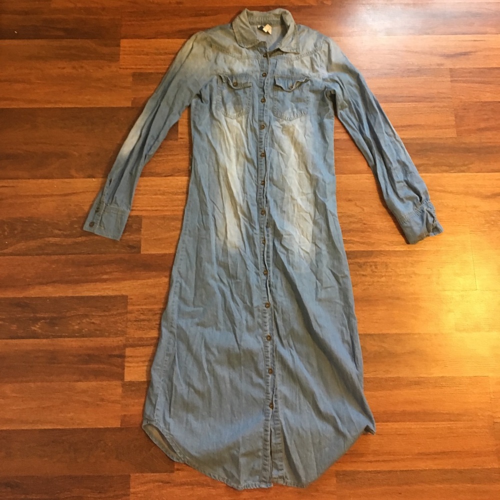 Button Down Chambray Midi Dress
